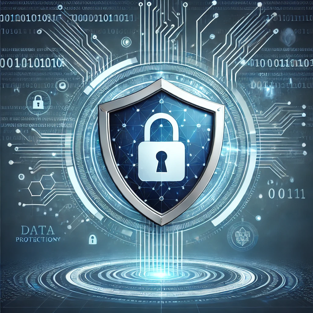 Cybersecurity shield with a lock icon, symbolizing why you should never list your full address on a resume for privacy protection.
