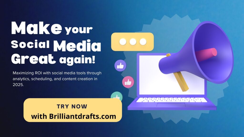 Infographic on social media with the words; Maximizing ROI with social media tools through analytics, scheduling, and content creation in 2025.